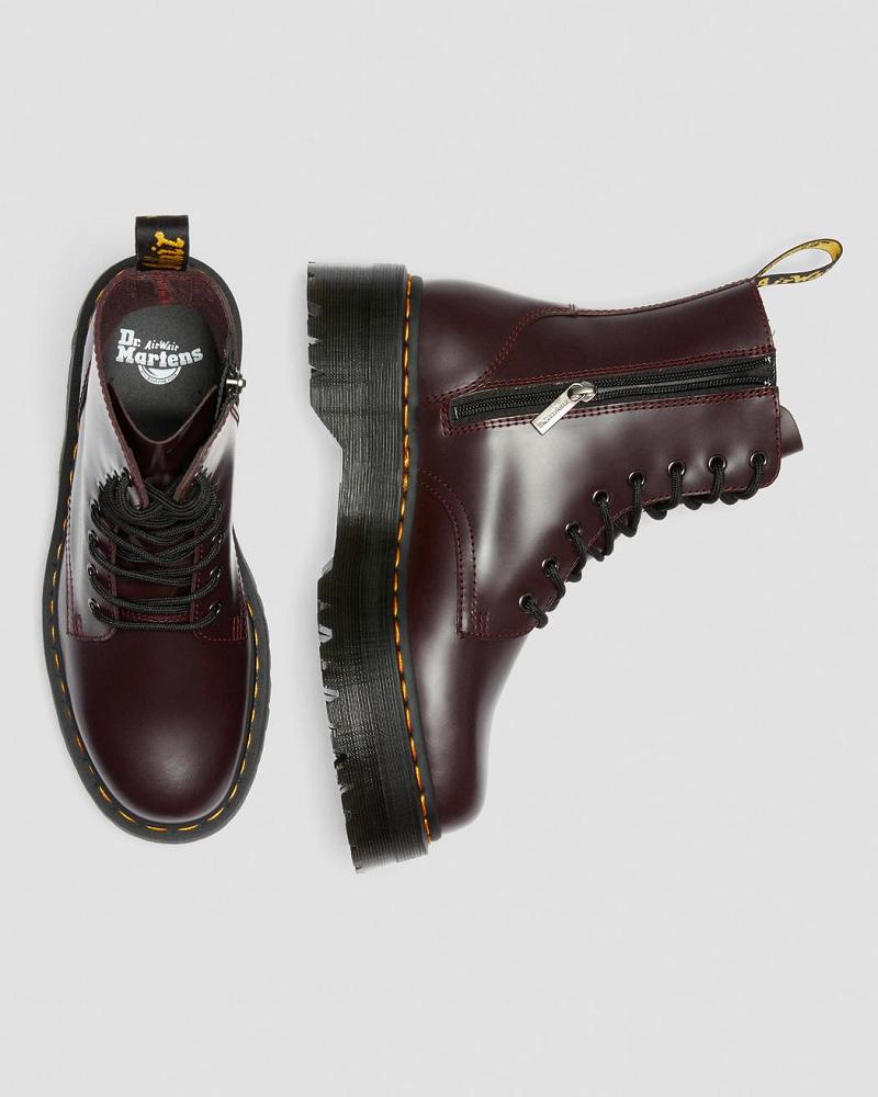 Dr Martens Jadon Smooth Leren Platform Laarzen Heren Bordeaux | NL 251CTV